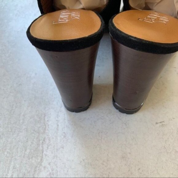 Franco Sarto Y2K Suede Slingback Heels Black Perforated Suede - Picture 4 of 8